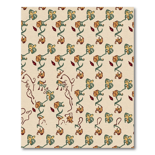 Vintage Cream Floral Vine Composition Rug