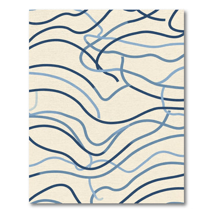 Bold Navy And Blue Ribbon Waves Rug