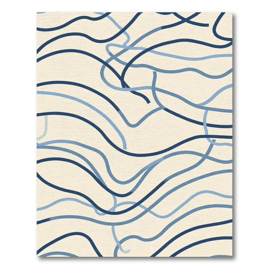 Bold Navy And Blue Ribbon Waves Rug
