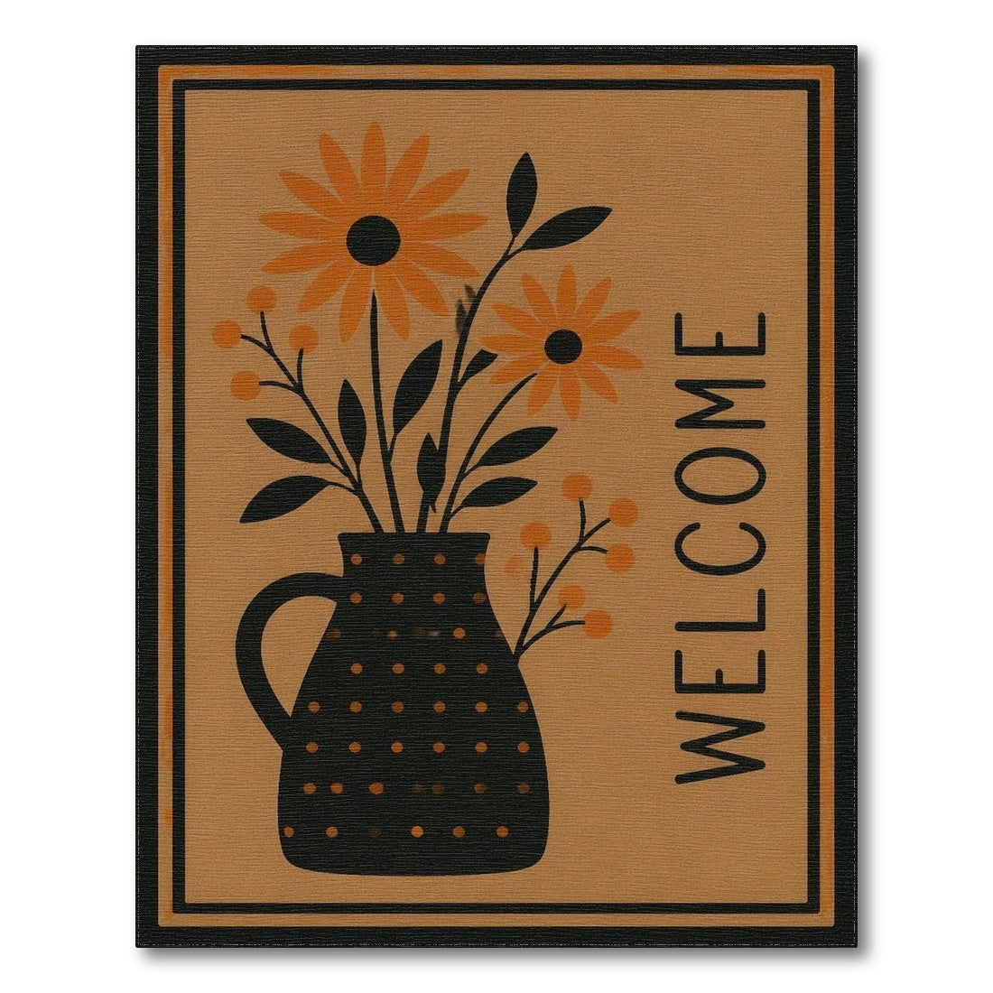 Orange Daisy Pitcher Welcome Area Rug