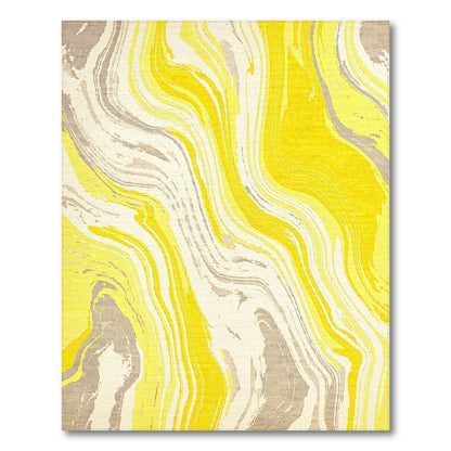 Mustard Yellow Gray Wave Rug