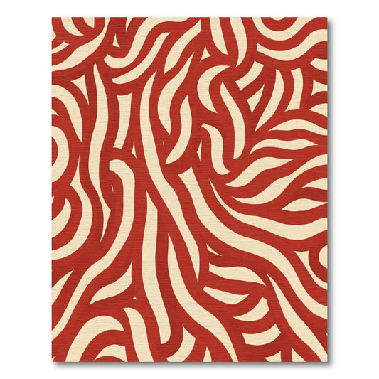 Crimson Cream Intertwined Lines Rug