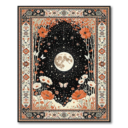 Starry Moon Poppy Floral Area Rug