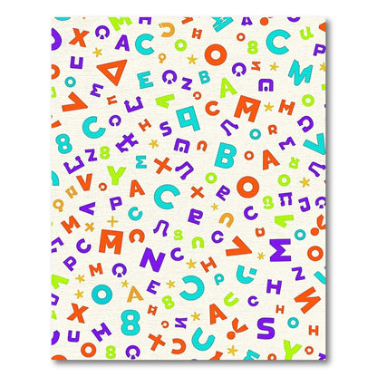 Multicolor Alphabet Numeric Shapes Collage Rug