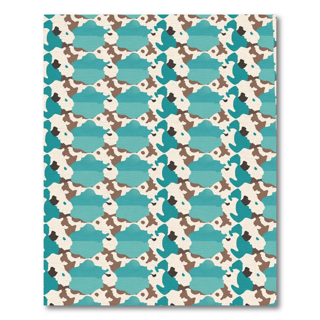 Abstract Aqua Brown Organic Forms Rug