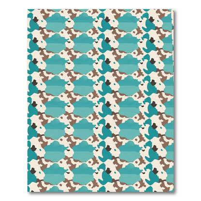 Abstract Aqua Brown Organic Forms Rug