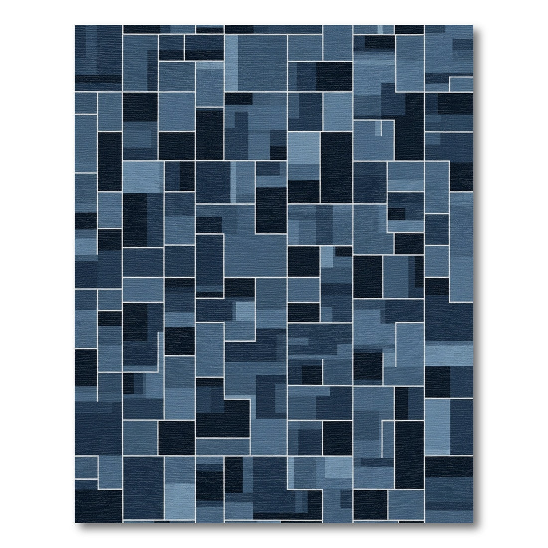 Deep Blue Pixelated Geometric Collage Rug