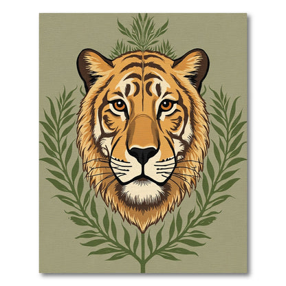 Vibrant Orange Tiger Jungle Leaves Rug