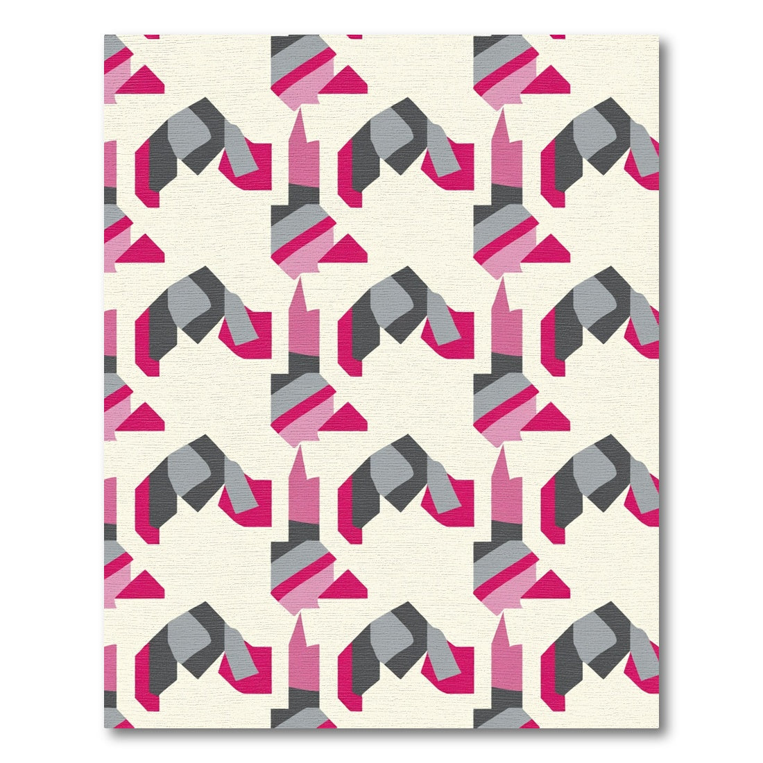 Pink Gray Overlapping Geometric Shapes Rug