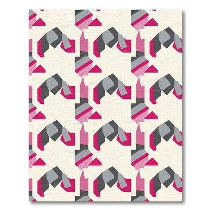 Pink Gray Overlapping Geometric Shapes Rug