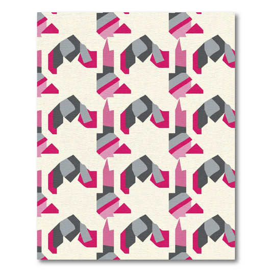 Pink Gray Overlapping Geometric Shapes Rug