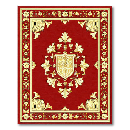 Red Gold Ornate Floral Medallion Rug