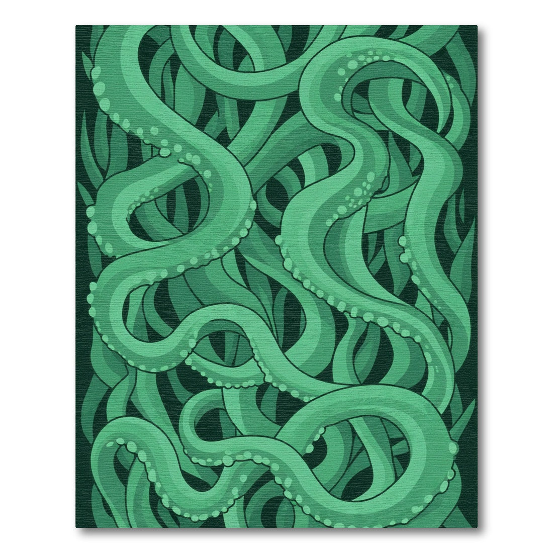 Deep Emerald Tentacle Swirl Rug