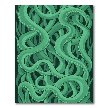 Deep Emerald Tentacle Swirl Rug