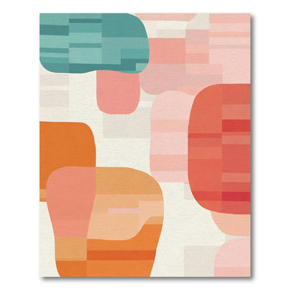 Abstract Coral Teal Rounded Shapes Rug
