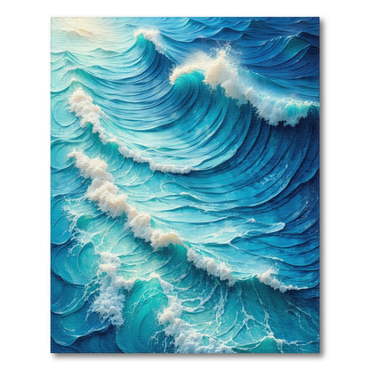 Vibrant Blue Crashing Waves Rug