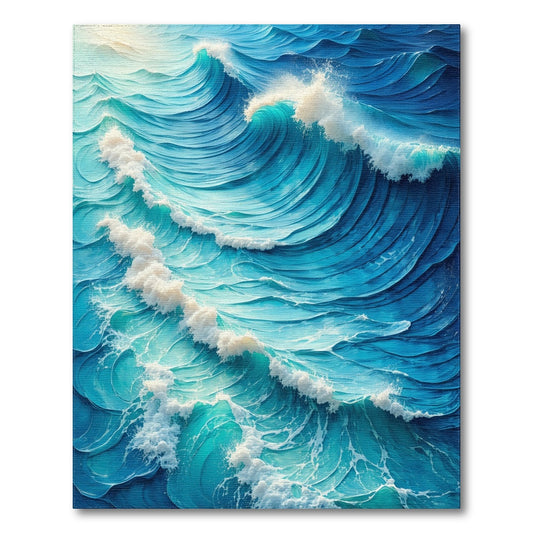 Vibrant Blue Crashing Waves Rug