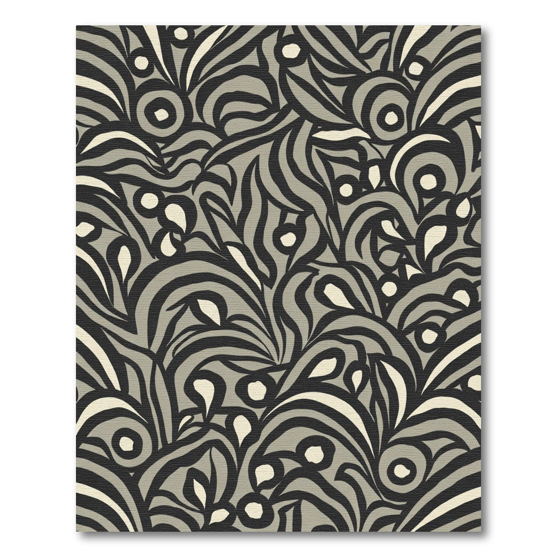 Monochromatic Abstract Swirls And Dots Rug