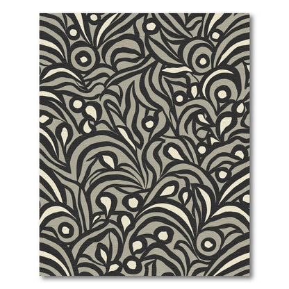 Monochromatic Abstract Swirls And Dots Rug