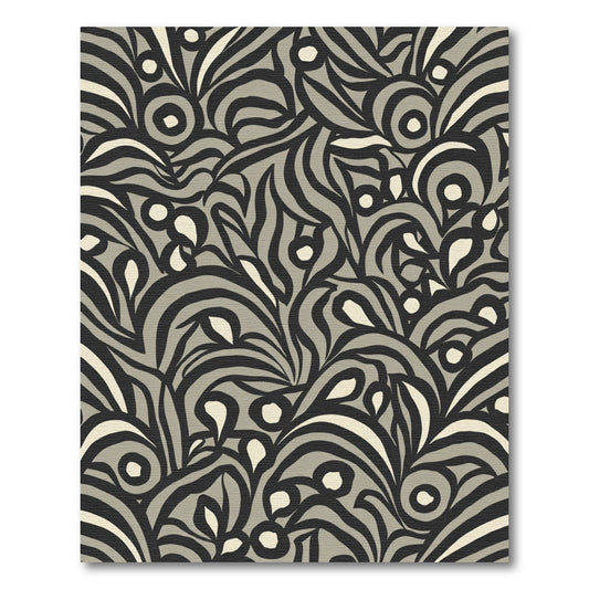 Monochromatic Abstract Swirls And Dots Rug