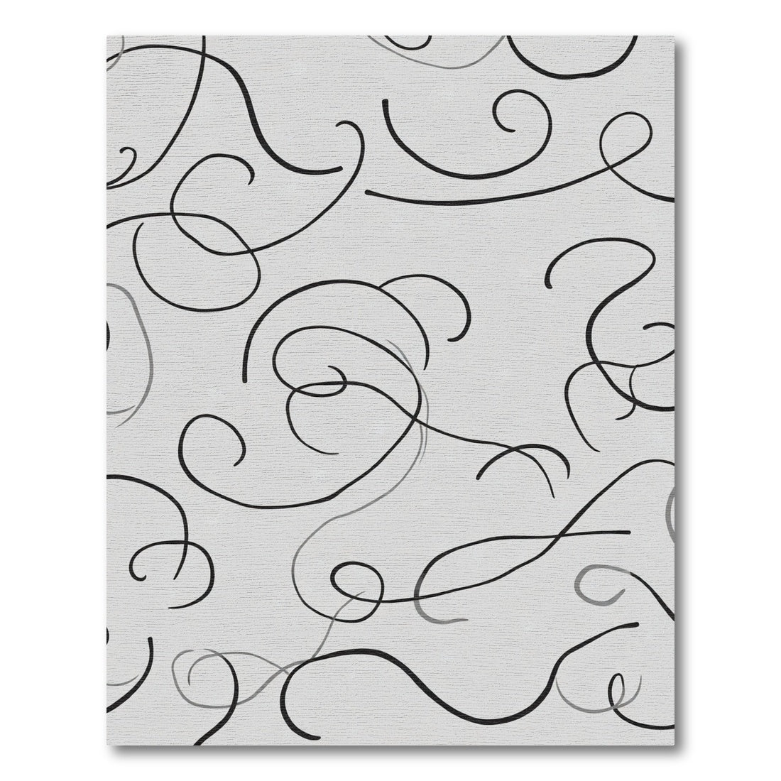 Minimalist Black Swirls on Gray Rug