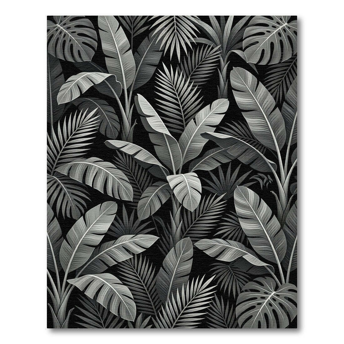 Monochrome Jungle Leafy Canopy Rug