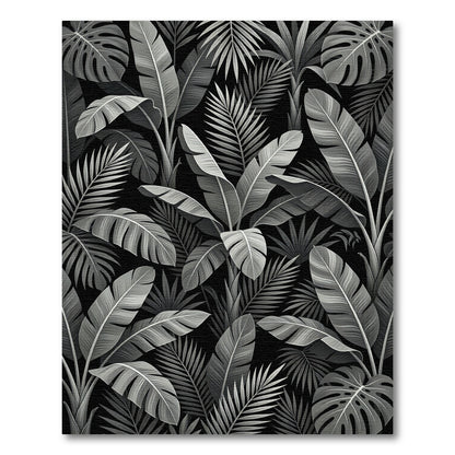 Monochrome Jungle Leafy Canopy Rug