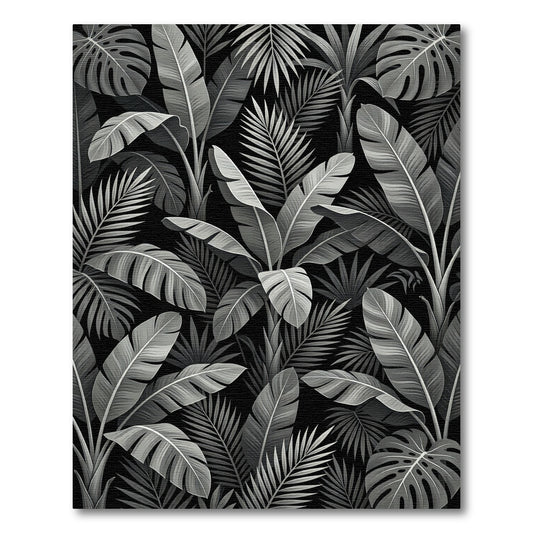 Monochrome Jungle Leafy Canopy Rug