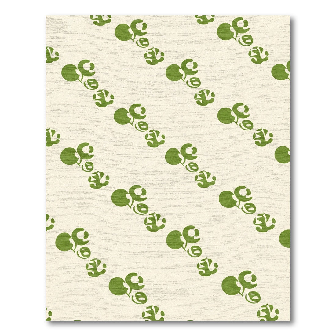 Green Cherry Branch Diagonal repeat Rug
