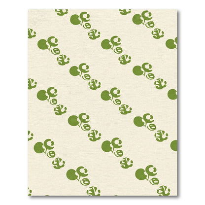 Green Cherry Branch Diagonal repeat Rug