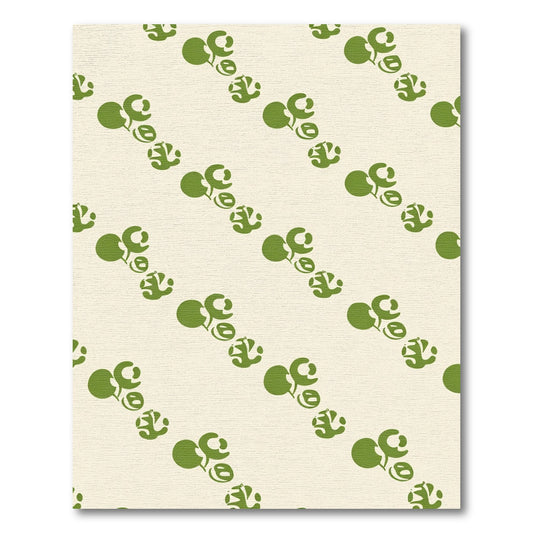 Green Cherry Branch Diagonal repeat Rug