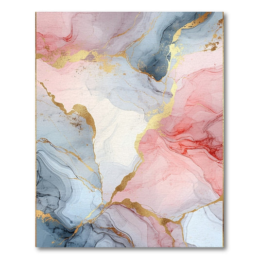 Pink Blue Marble Gold Abstract Area Rug
