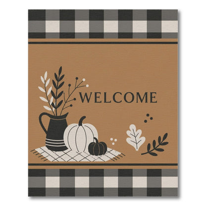 Rustic Farmhouse Welcome Pumpkins Area Rug