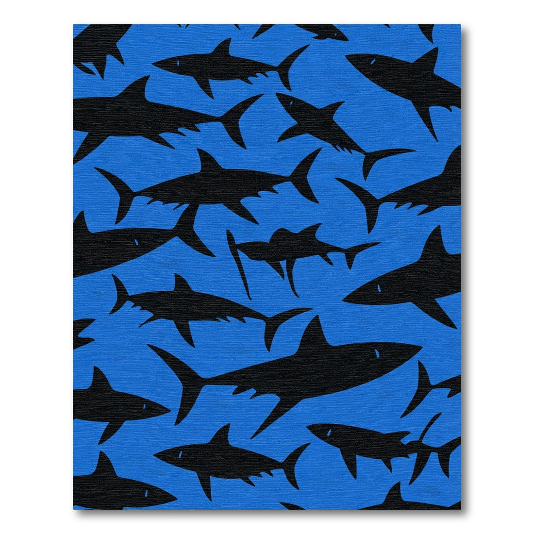 Black Shark Silhouette Blue Ocean Rug