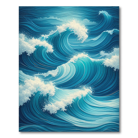 Dynamic Blue Crashing Waves Rug