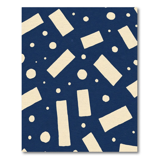 Cream Rectangles Scattered Dots Navy Rug