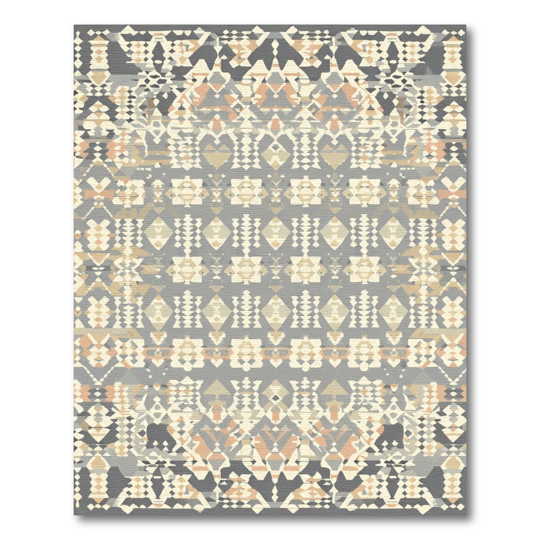 Neutral Ethnic Geometric Diamond Stripes Rug