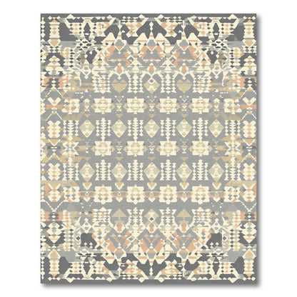 Neutral Ethnic Geometric Diamond Stripes Rug