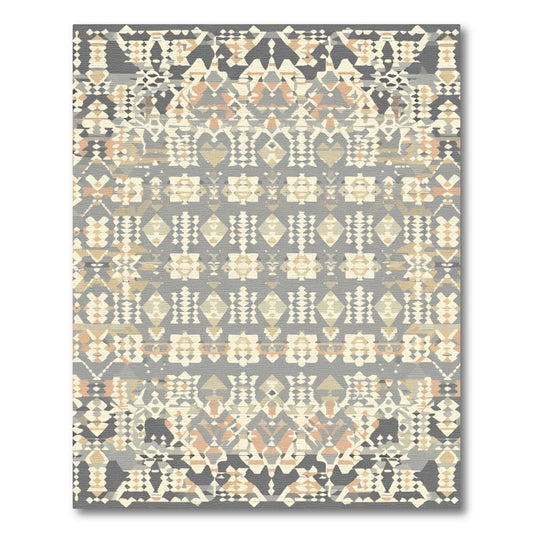 Neutral Ethnic Geometric Diamond Stripes Rug