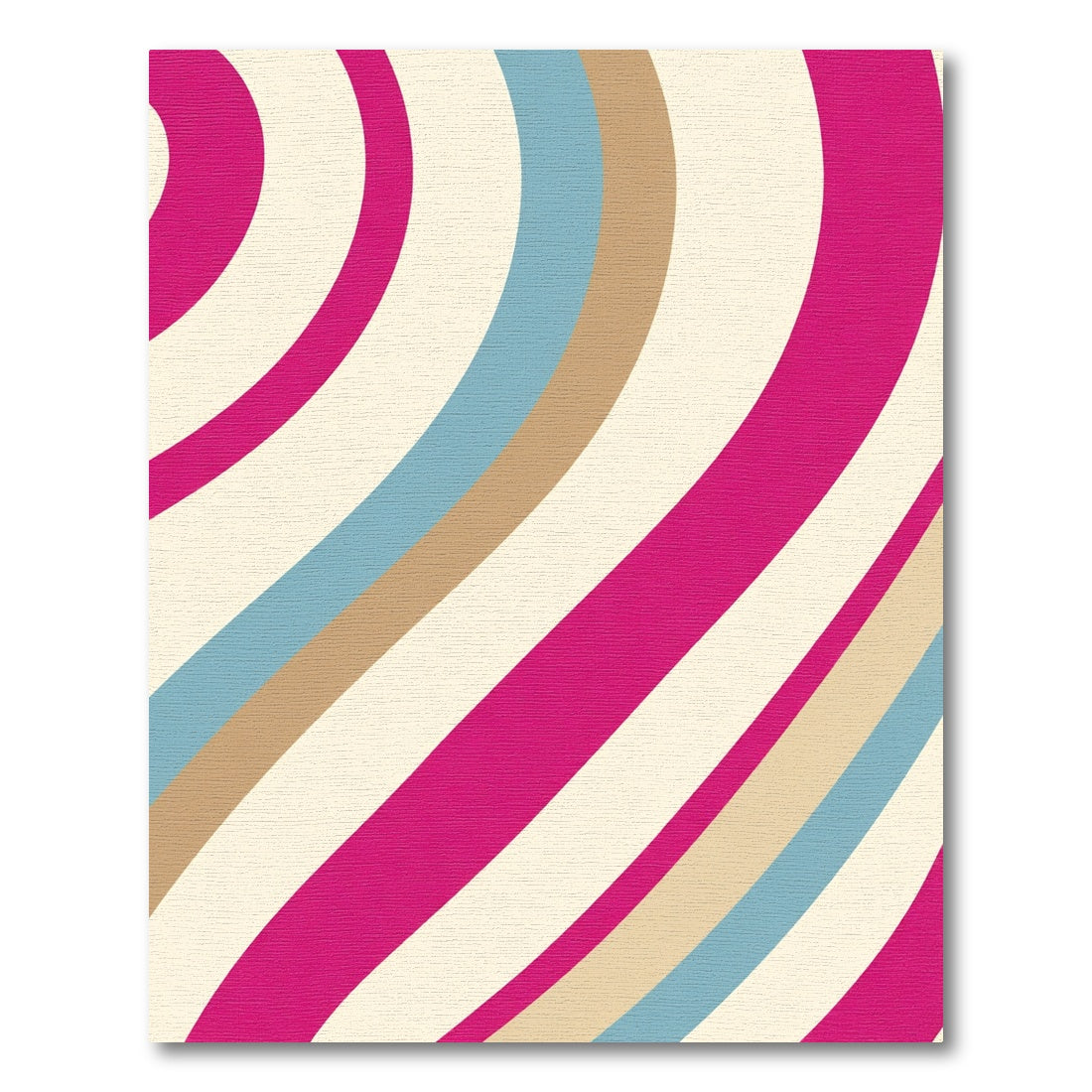 Bright Pink Tan Blue Swirl Rug