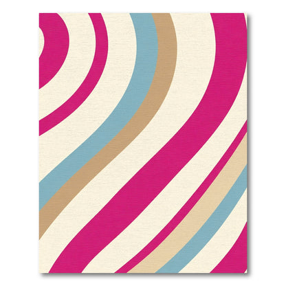 Bright Pink Tan Blue Swirl Rug