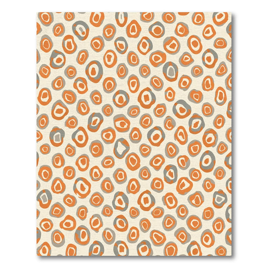 Orange Gray Abstract Organic Ovals Rug