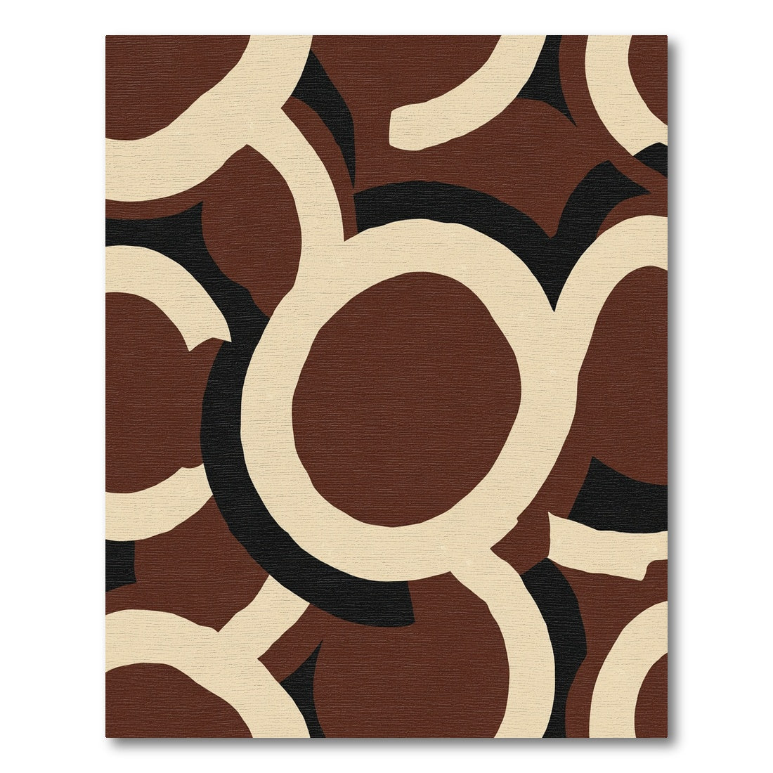 Brown Cream Black Overlapping Circles Rug