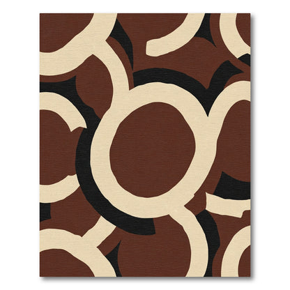 Brown Cream Black Overlapping Circles Rug