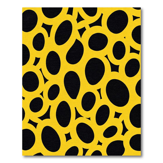 Golden Yellow Abstract Loops Rug