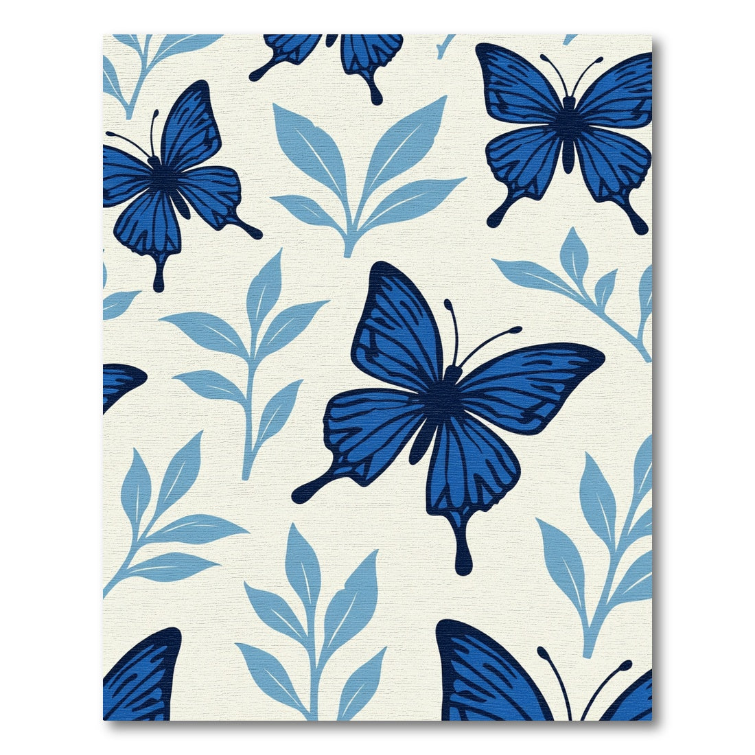 Deep Blue Butterfly Leaf Medallion Rug