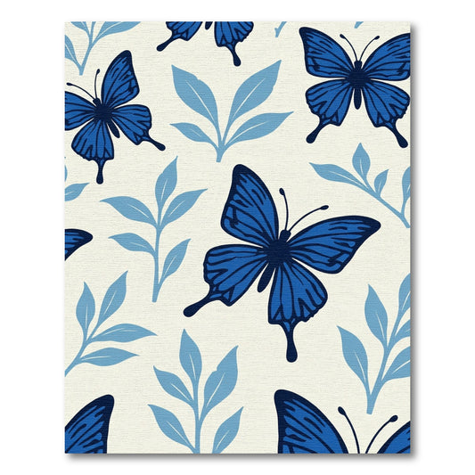 Deep Blue Butterfly Leaf Medallion Rug