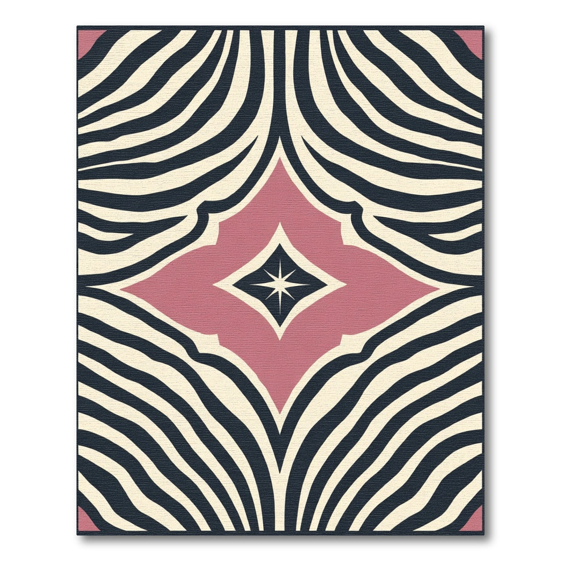 Blush Pink Cream Zebra Stripe Medallion Rug