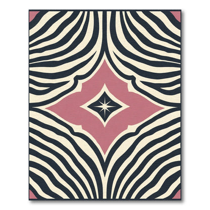 Blush Pink Cream Zebra Stripe Medallion Rug