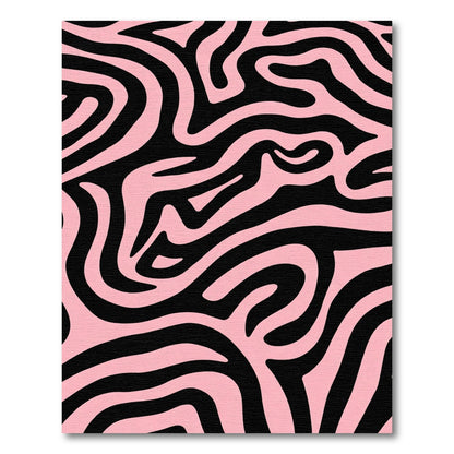 Pink Black Zebra Print Waves Rug